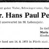 Petri Hans Paul 1917-1973 Todesanzeige